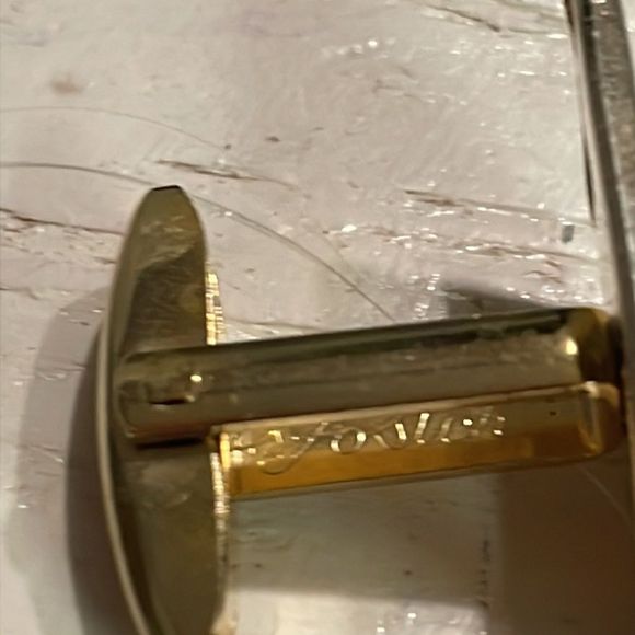 Vintage 1950s MCM Art Deco Fosters mixed metal gold tone whale back cuff links - Picture 12 of 15